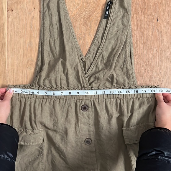 ZARA Pinafore Dress with Pockets - Green - Size: Large - Picture 11 of 15